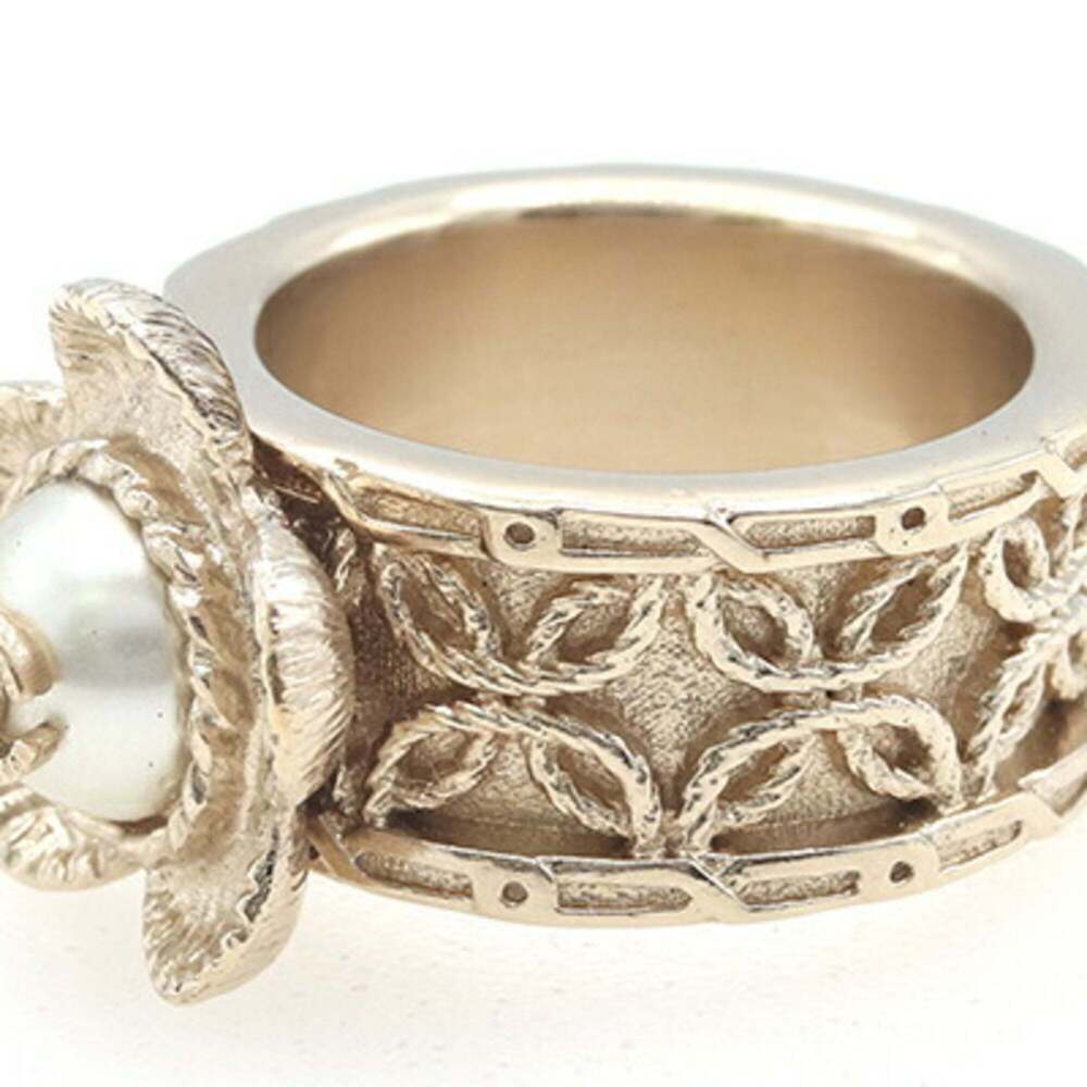 CHANEL Gold Pearl Logo Ring - Picture 3 of 7